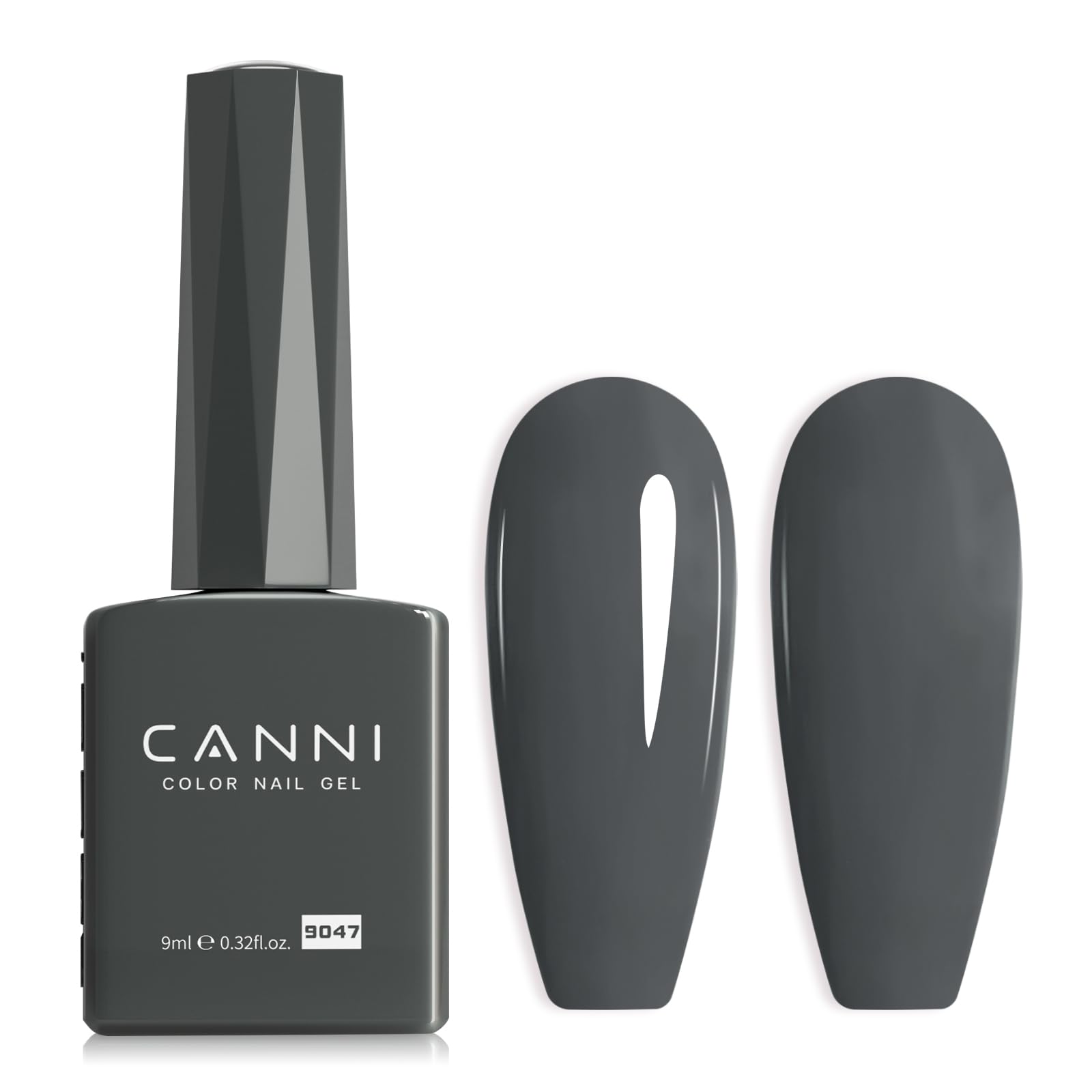 CANNI Grey Gel Nail Polish bottle view shows deep charcoal grey shade for chic nails