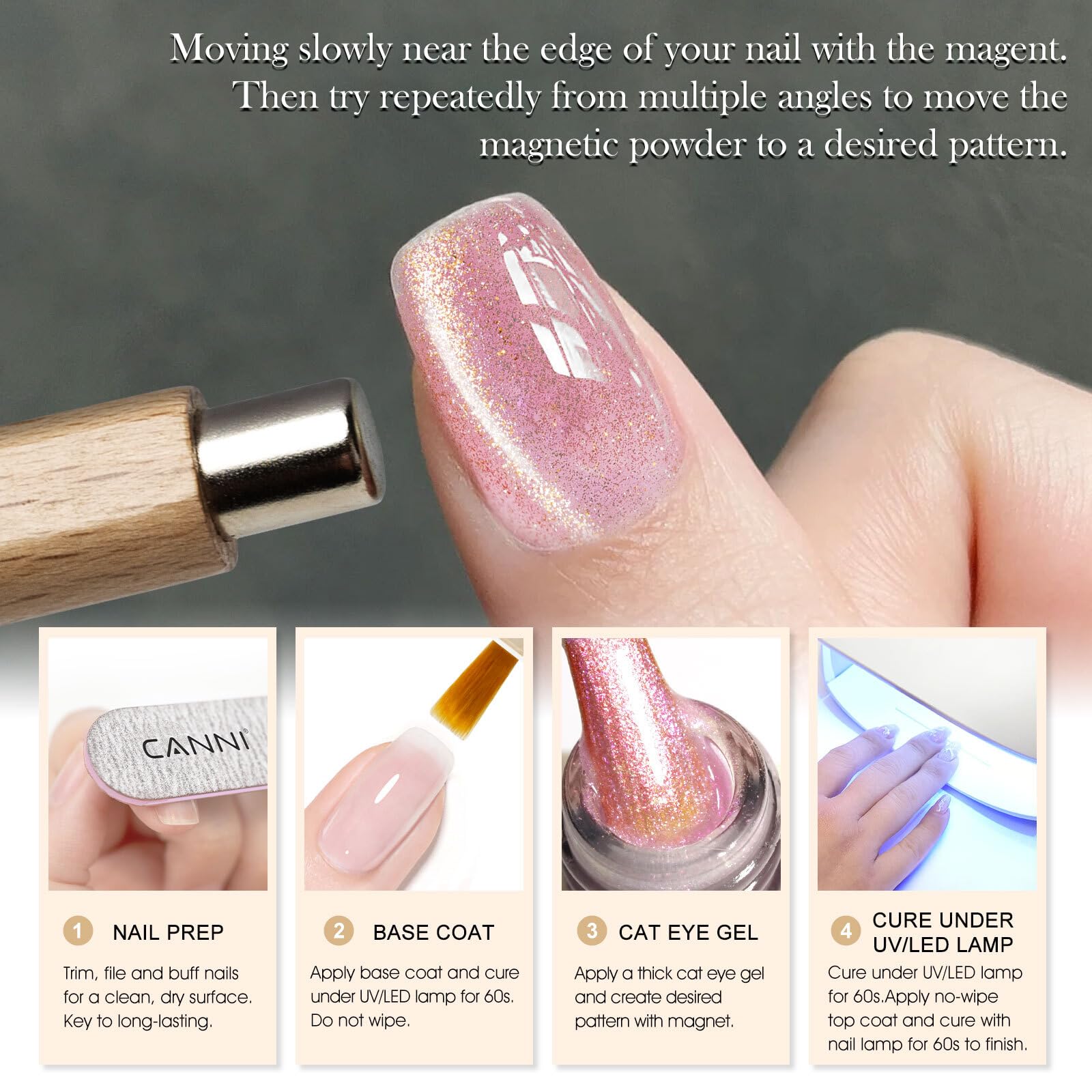CANNI High gloss UV gel nail polish for lasting shine.