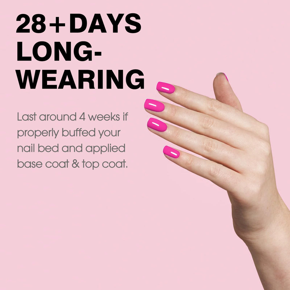 CANNI Hot Pink gel polish on nail with glossy, high-shine finish.