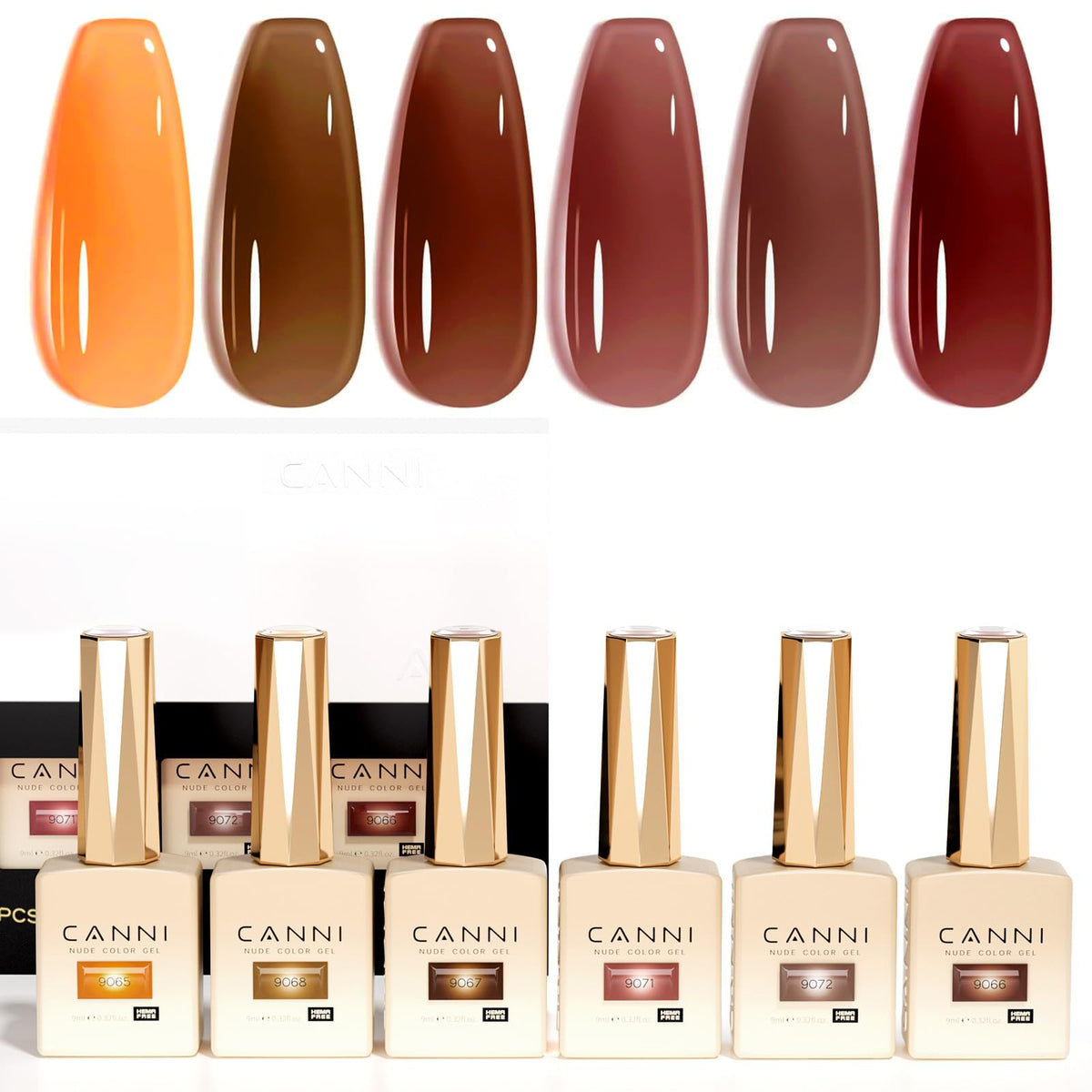 CANNI jelly brown color bottle shows rich earthy tones for home manicure