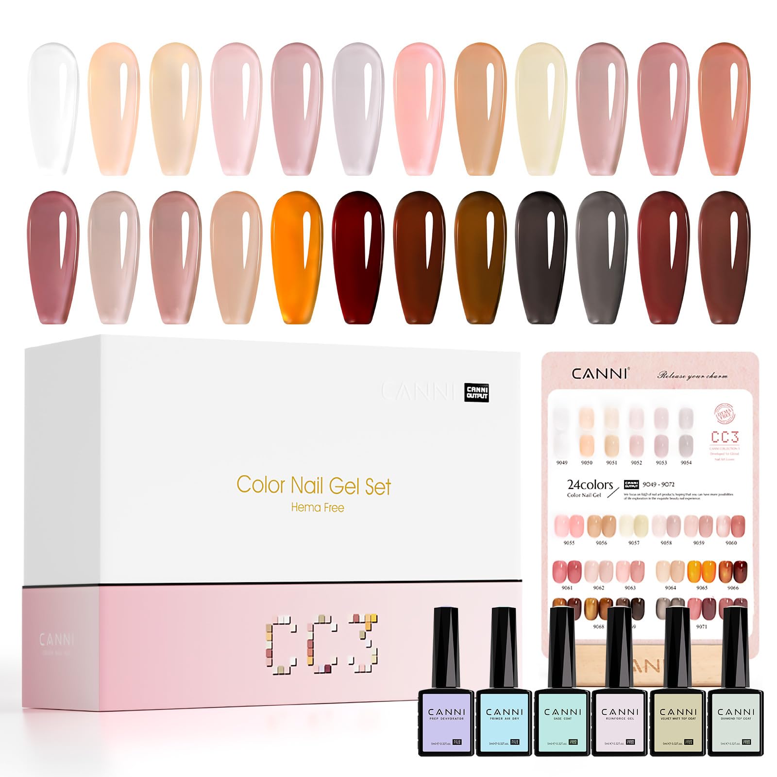 CANNI Jelly Gel Nail Polish Set with 30 shades for French manicure versatility