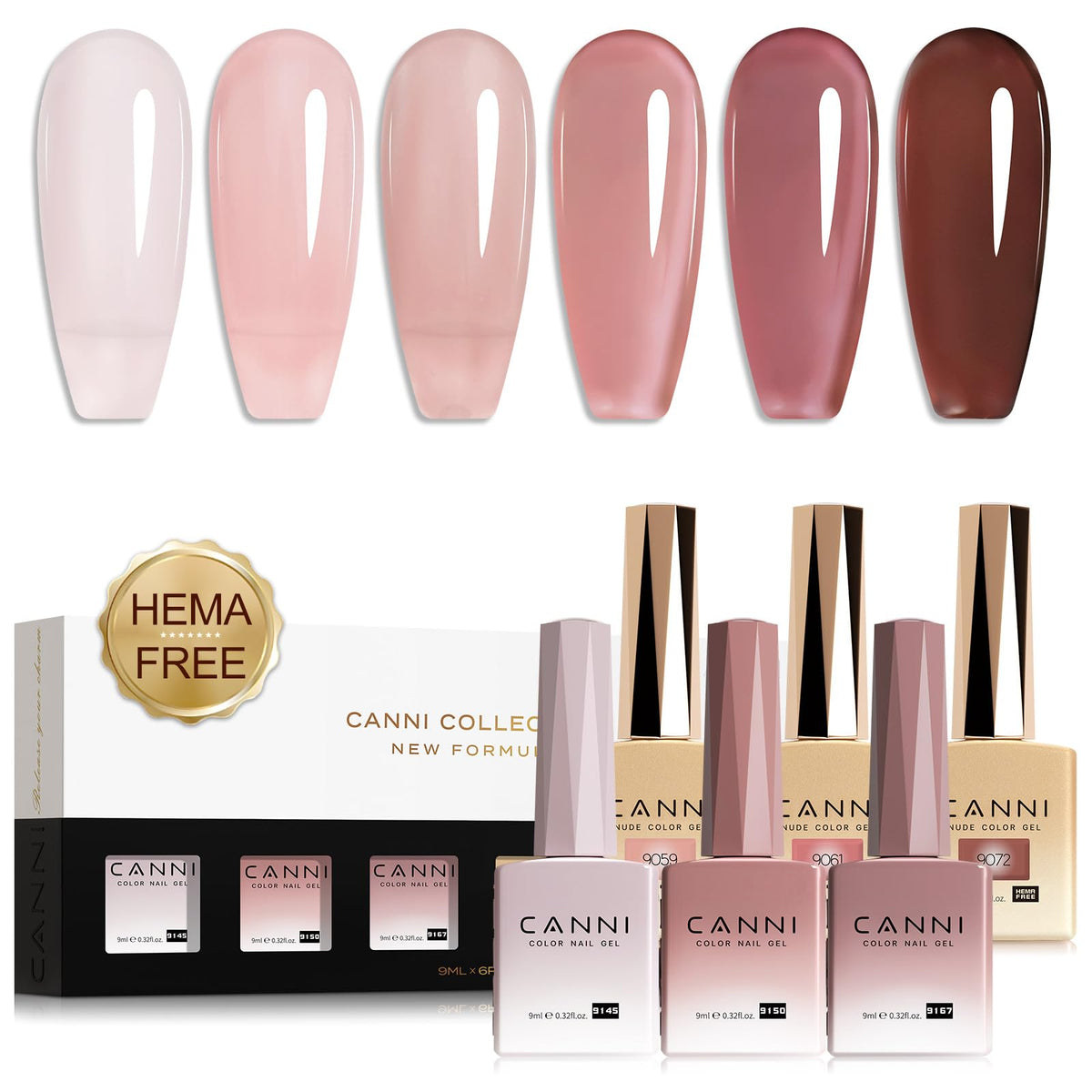 CANNI Jelly Gel set packaging with vibrant color bottles for easy color matching.