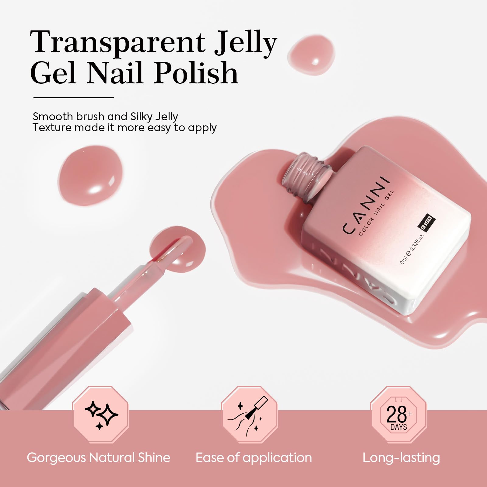 CANNI jelly polish brush offers smooth, even application.