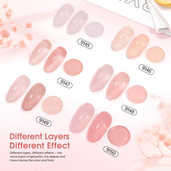 CANNI jelly polish features pigmented formula for vibrant, opaque finishes.