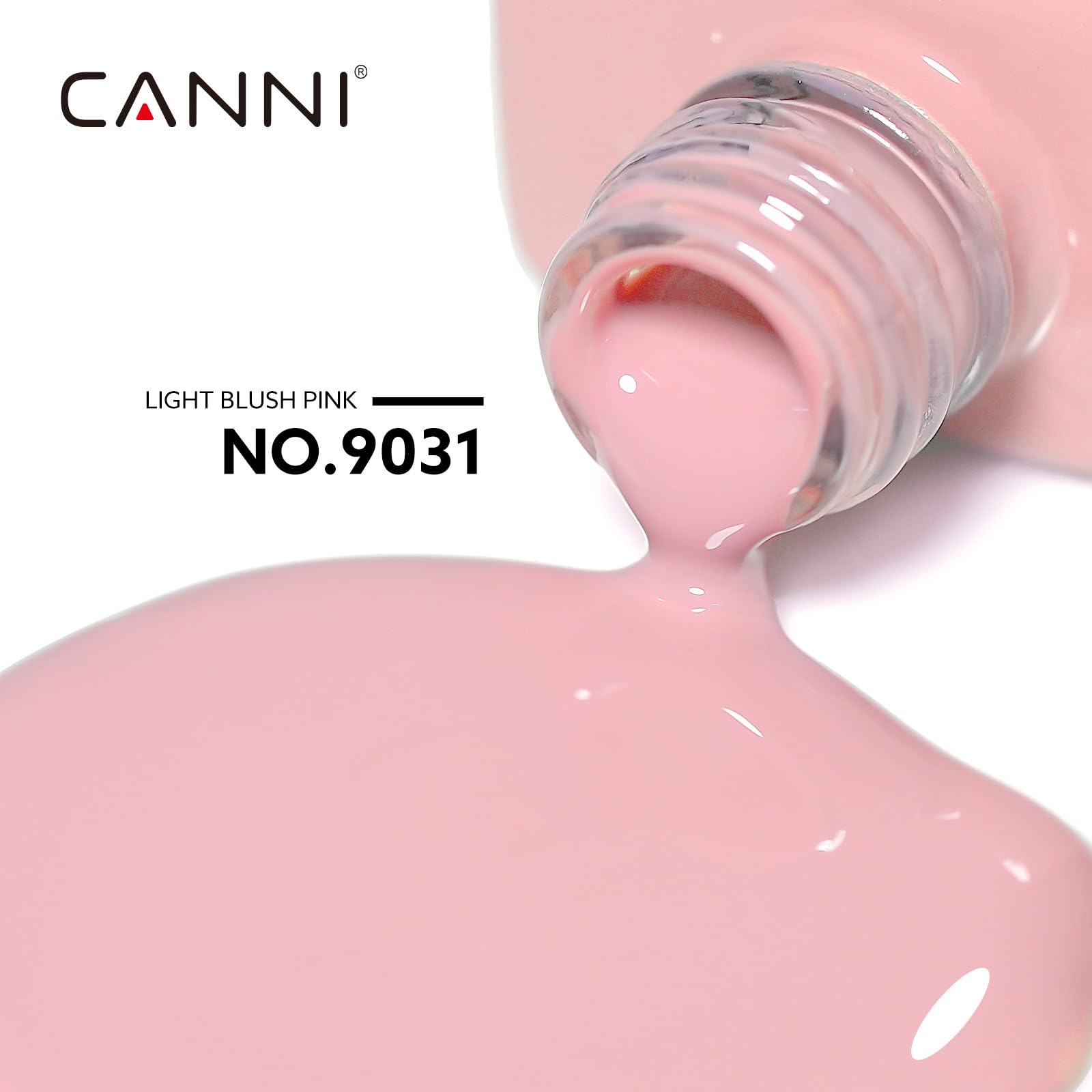 CANNI light pink gel bottle closeup shows true color and smooth application.