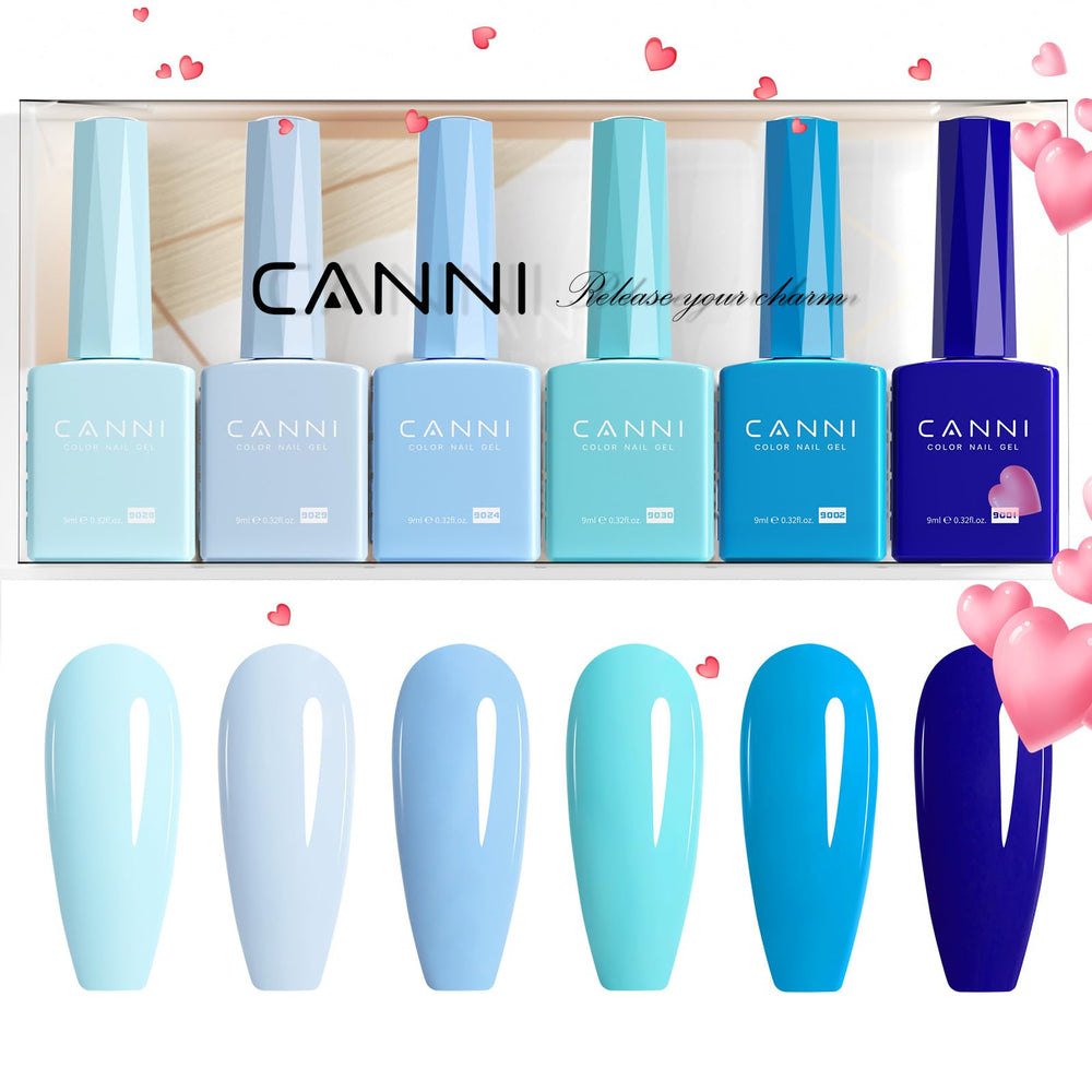 CANNI navy blue gel polish provides high-gloss wear