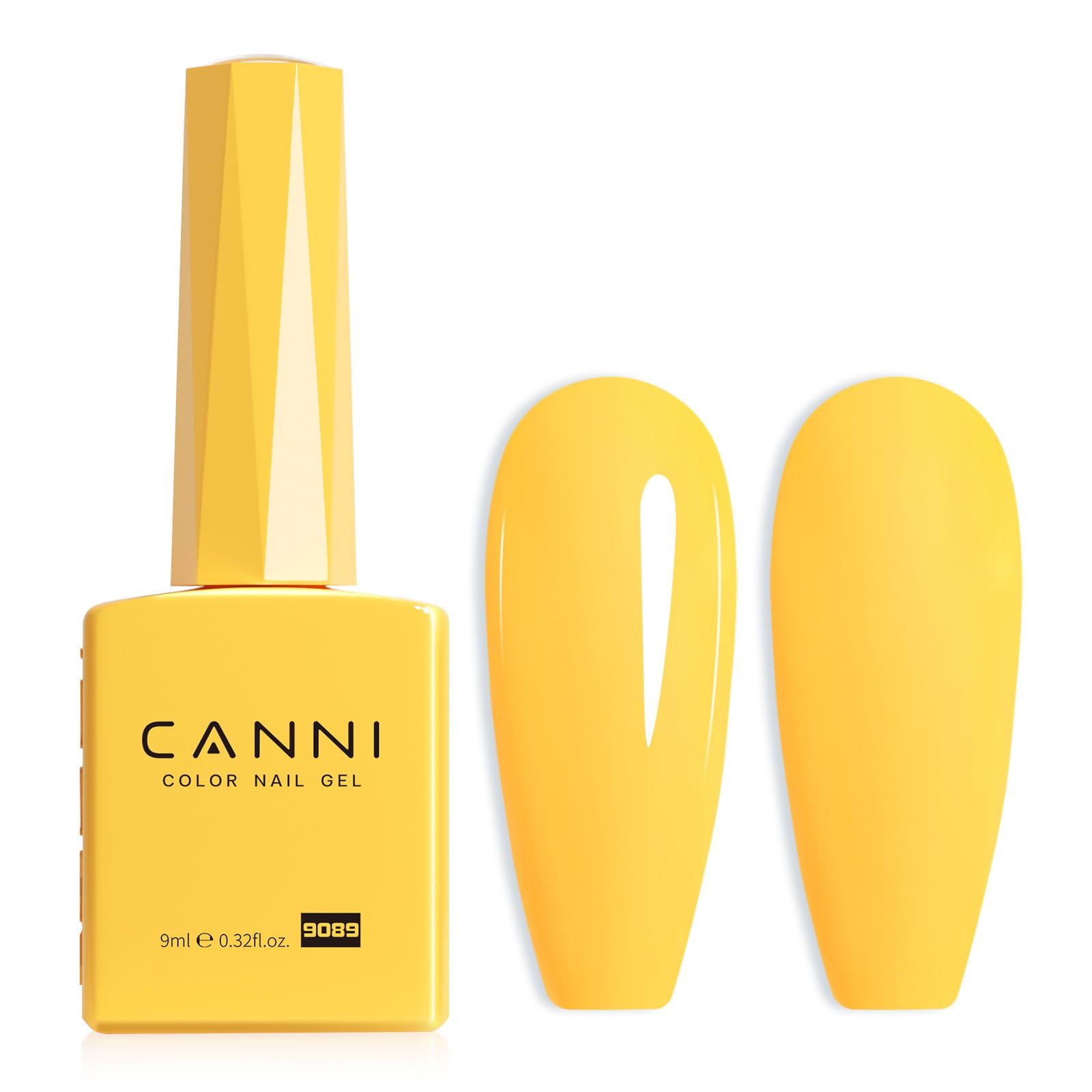 CANNI Neon Yellow gel polish bottle shows true color for precise application.