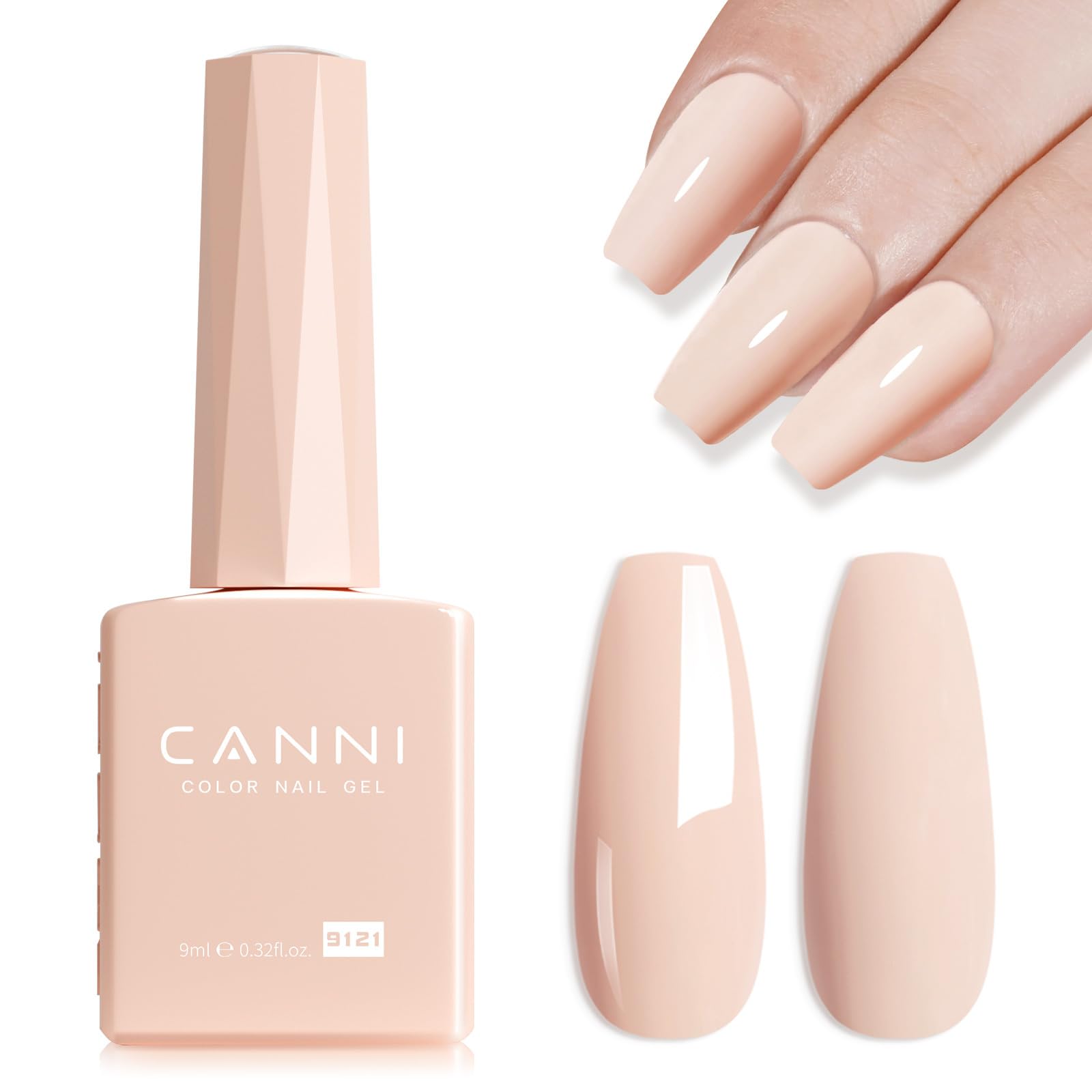 CANNI nude pink gel bottle close-up showing color accuracy for gel nails