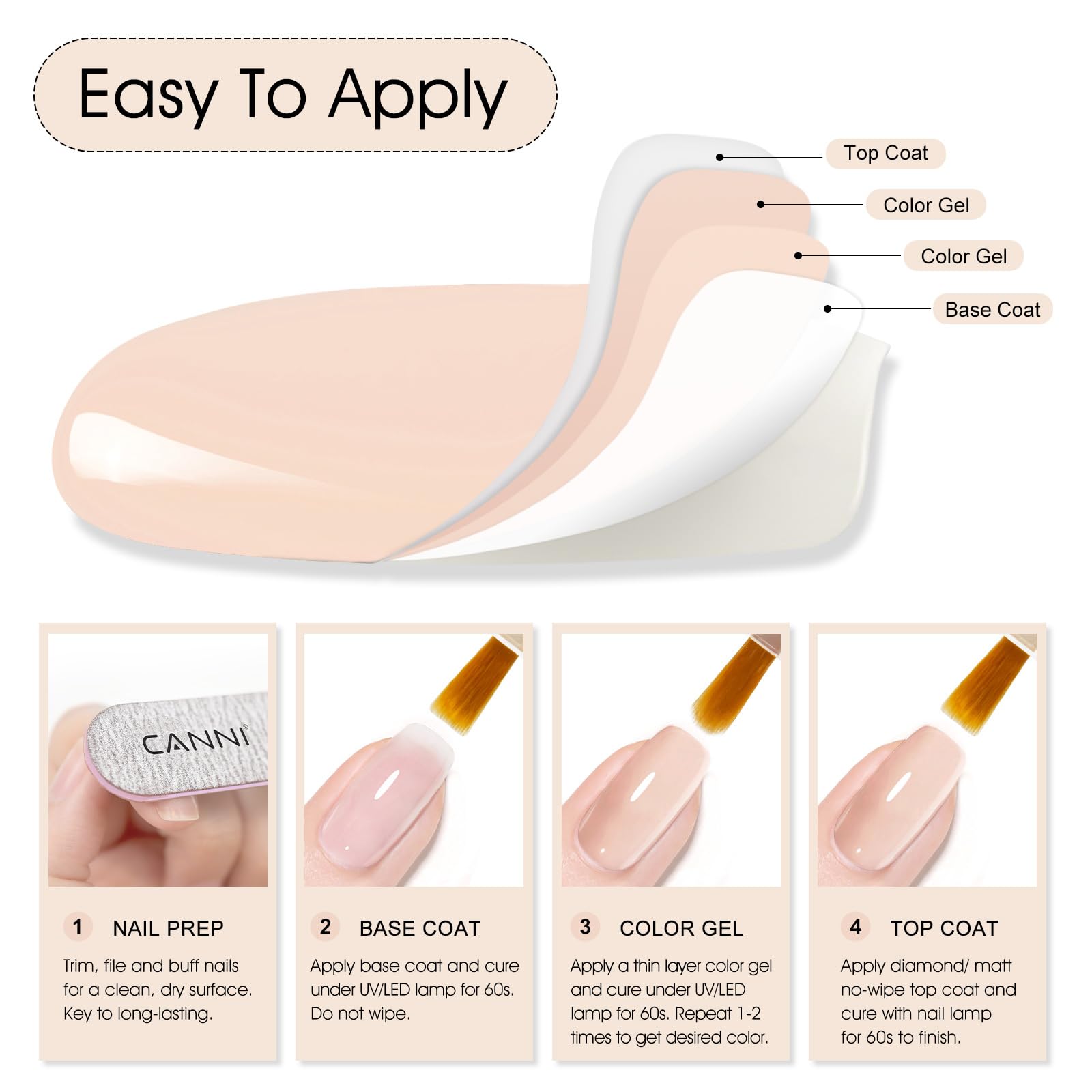 CANNI nude pink gel under UV/LED lamp curing for quick hardening