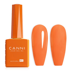 CANNI Orange Gel Nail Polish bottle shows a bright orange shade for a glossy DIY manicure