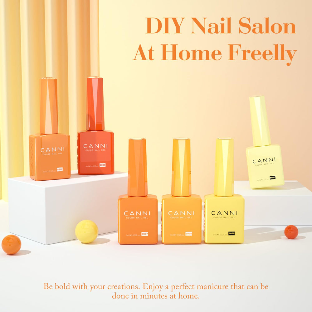 CANNI Yellow gel bottle shown for bright autumn nails and art