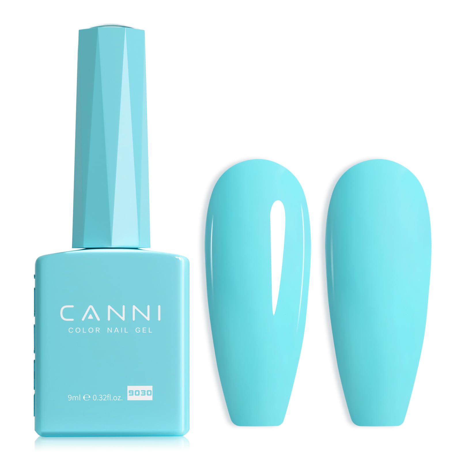 CANNI Pastel Blue gel nail polish bottle on table shows true color for easy selection