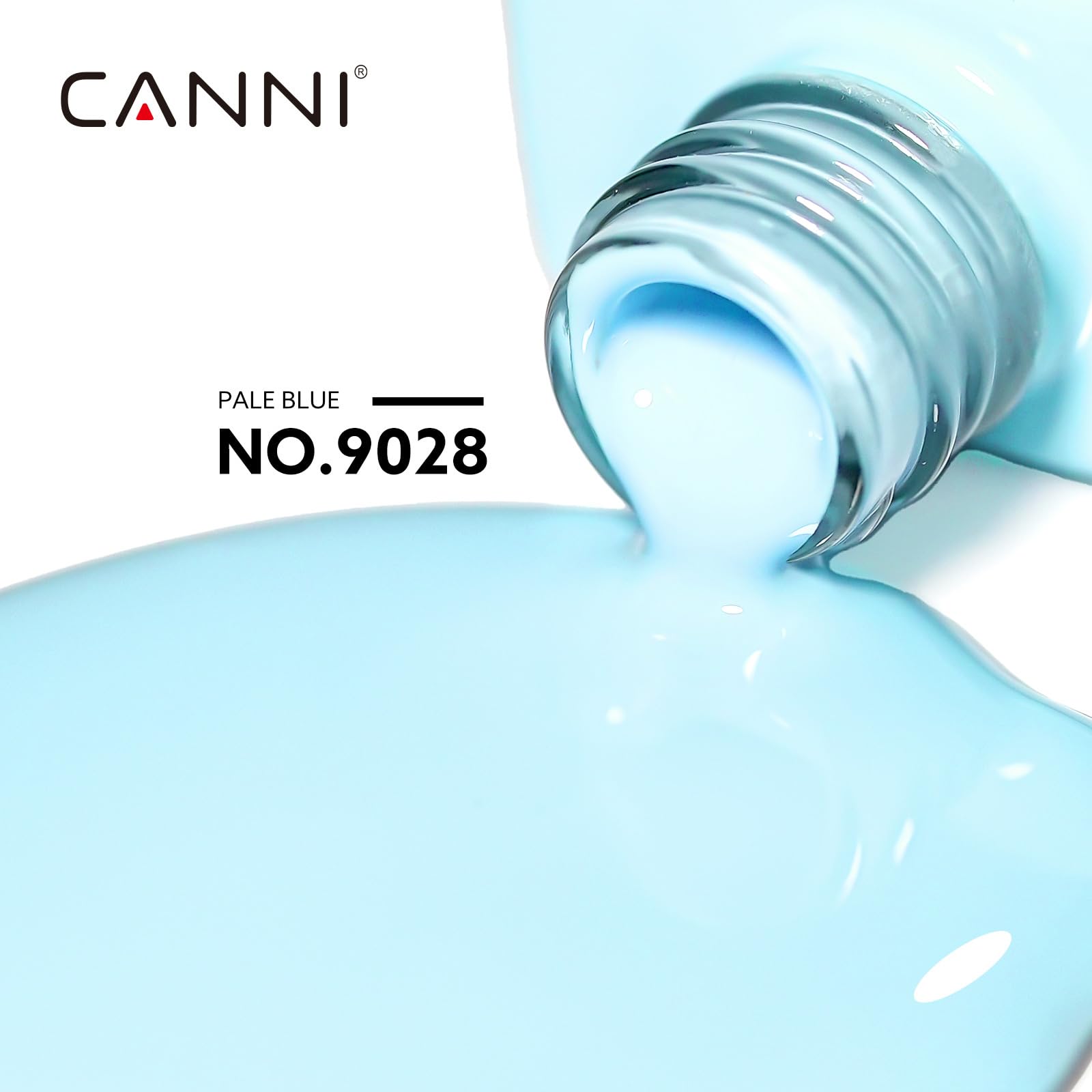 CANNI Pastel Blue gel polish brush stroke demonstrates smooth application.