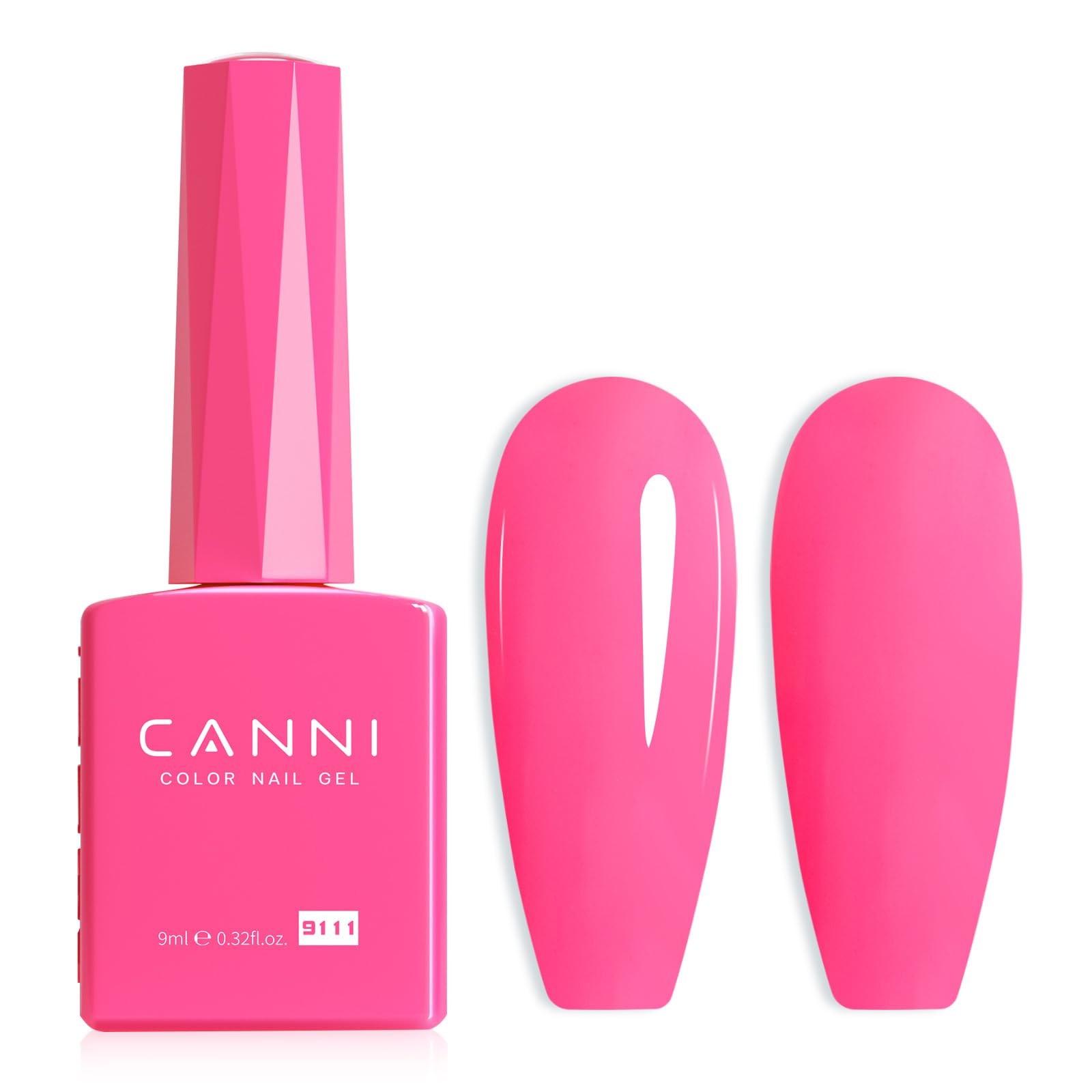 CANNI pink gel polish bottle shows true shade for at-home manicure.