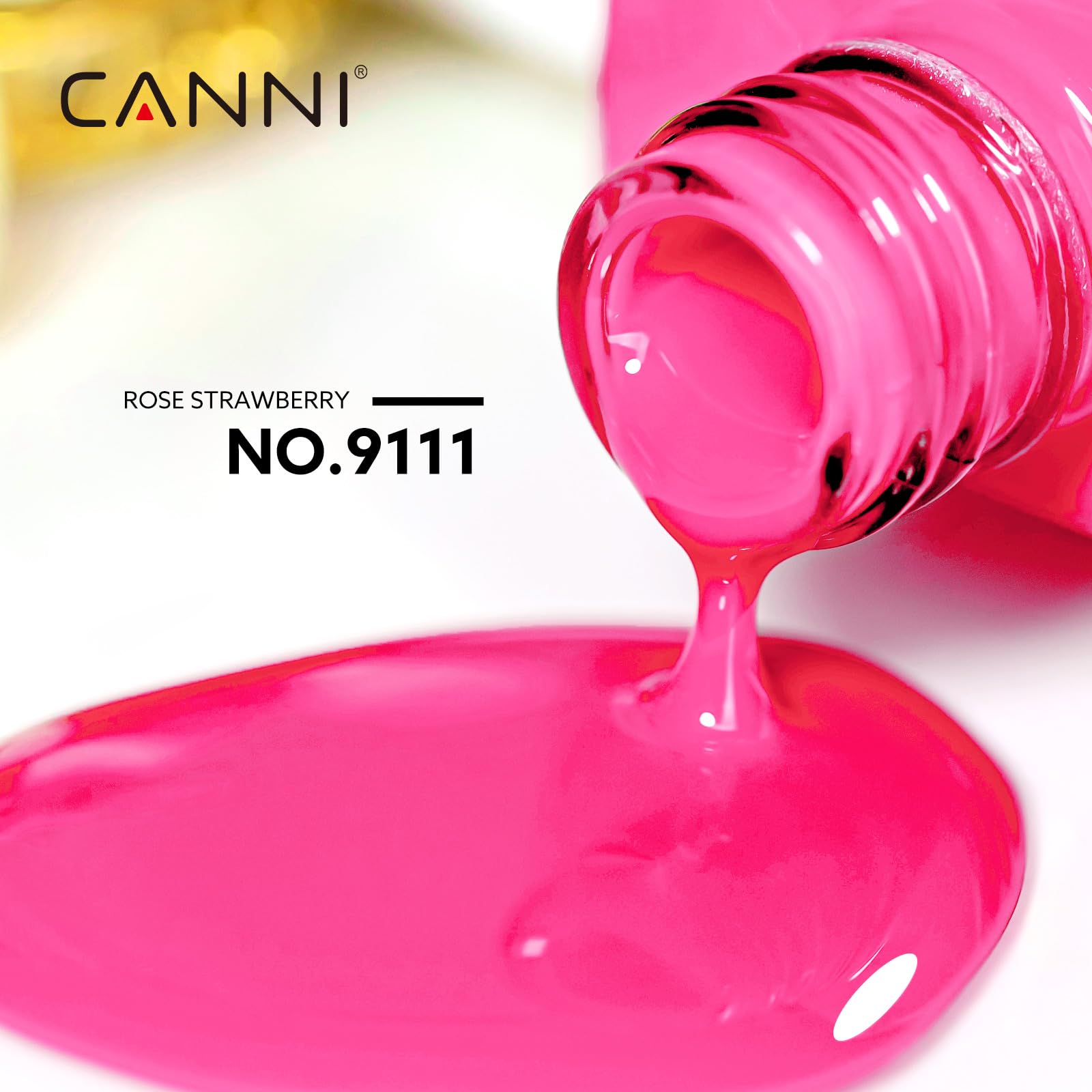 CANNI pink gel polish swatch reveals rich pigment for even coverage.