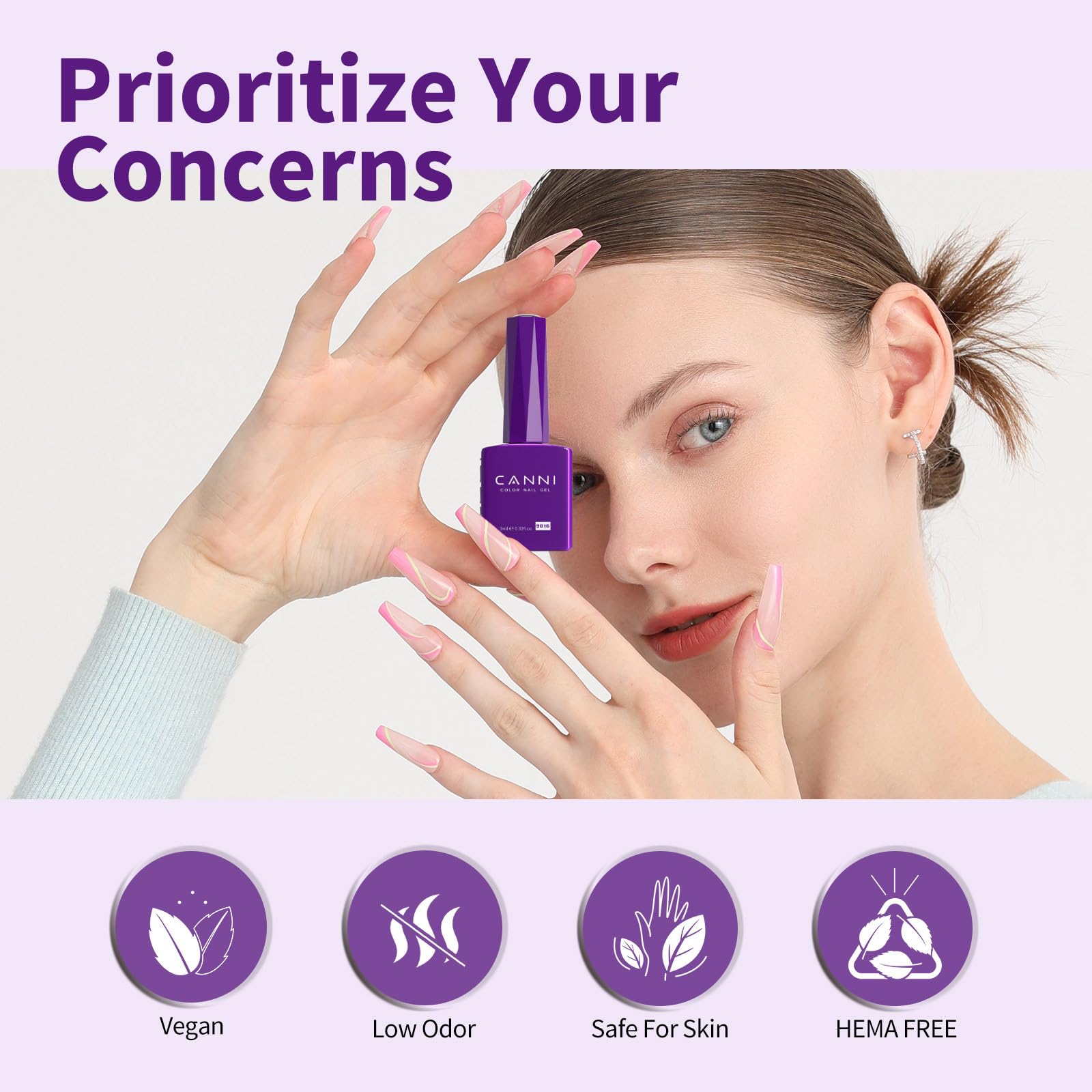 CANNI purple gel polish that can last up to 30 days with proper prep