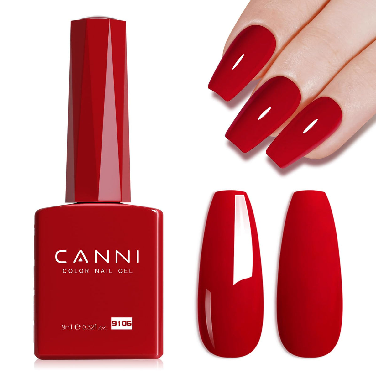 CANNI red gel nail polish bottle for salon-worthy color at home.