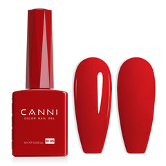 CANNI red gel nail polish bottle shows true color for at-home salon results