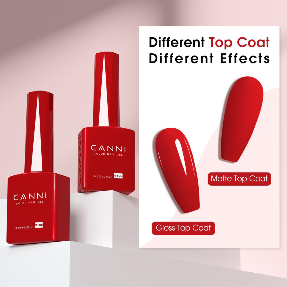 CANNI red gel nail polish finish delivers bold, durable shine.