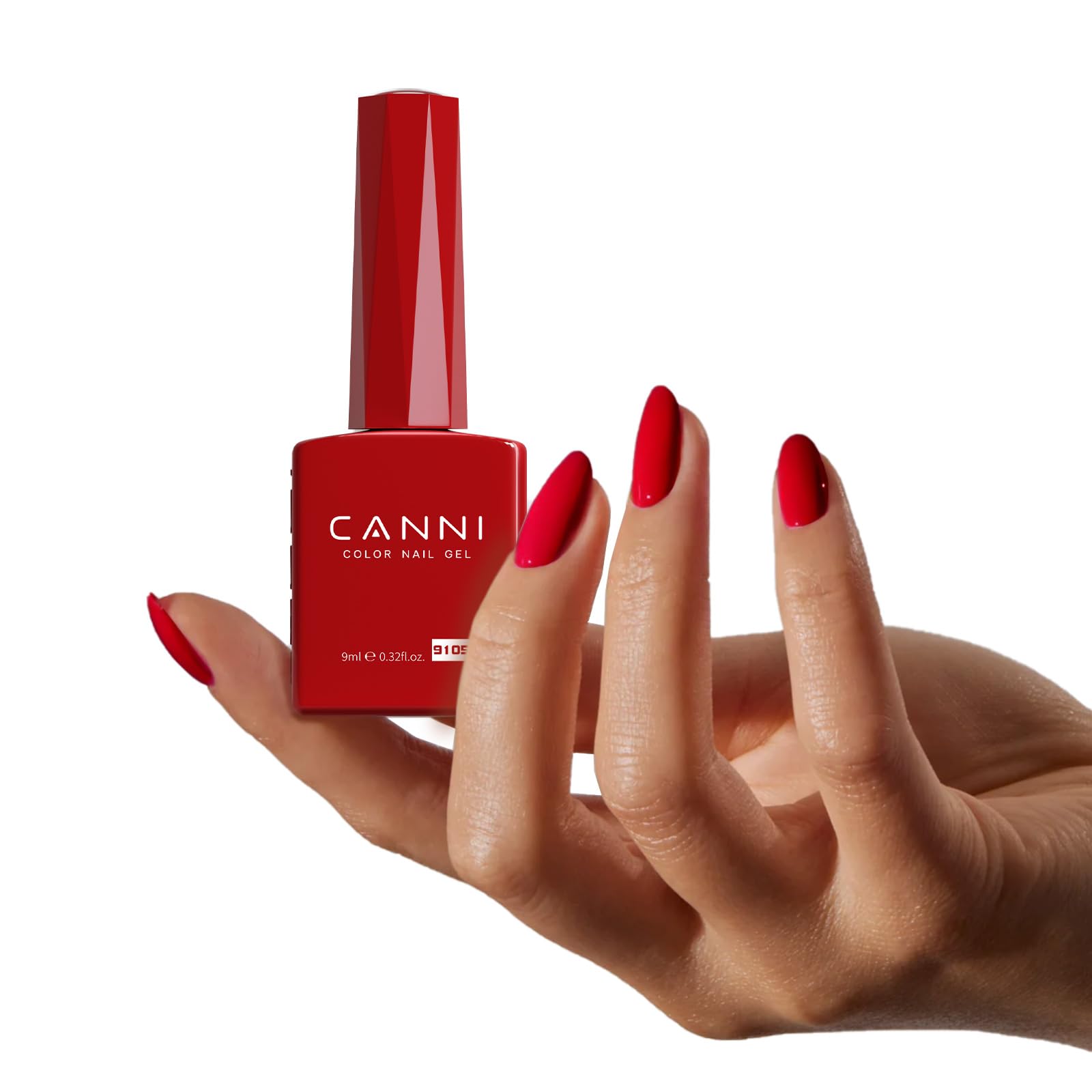 CANNI red gel nails with high gloss finish for stylish results