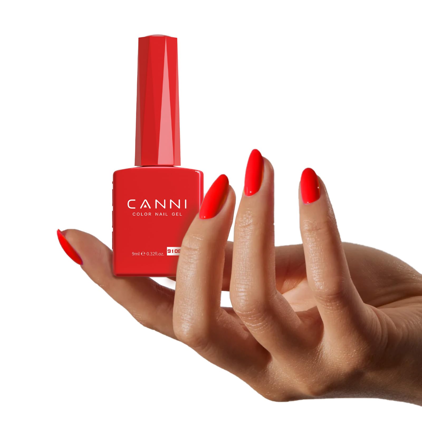 CANNI Red Gel Nail Polish on nails with salon shine.