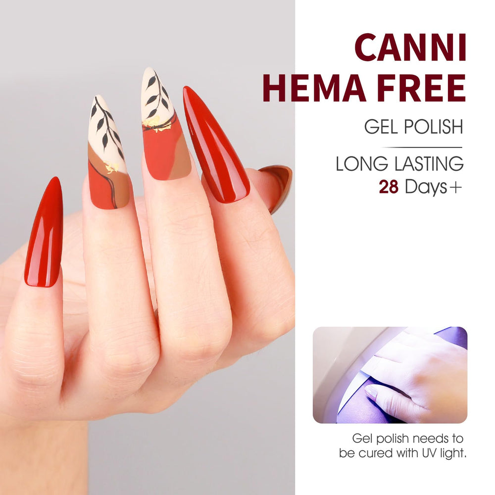 CANNI Red Gel Nail Polish Set applies smoothly for a salon-like finish at home.