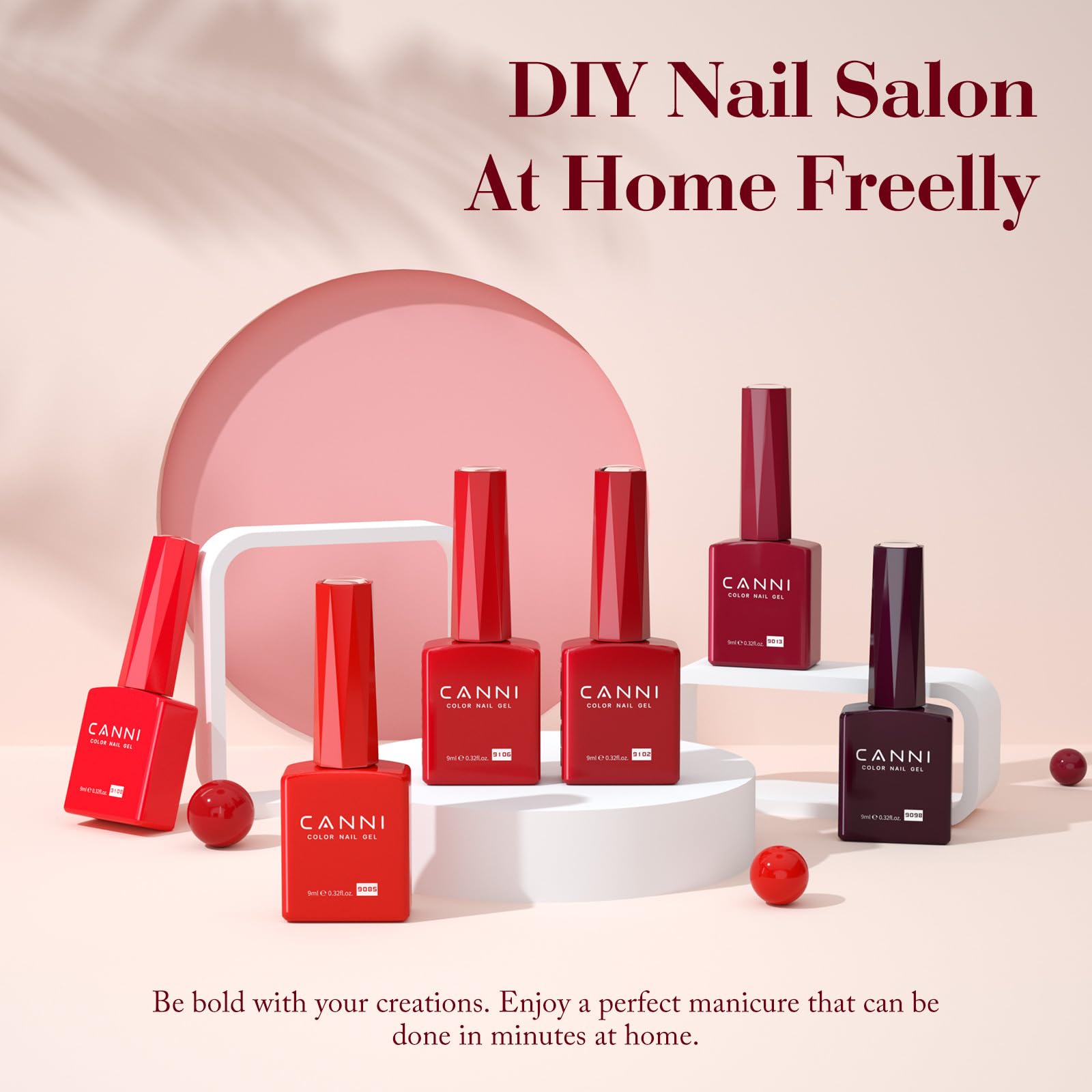 CANNI Red Gel Nail Polish Set color bottles help quick shade recognition during sessions.