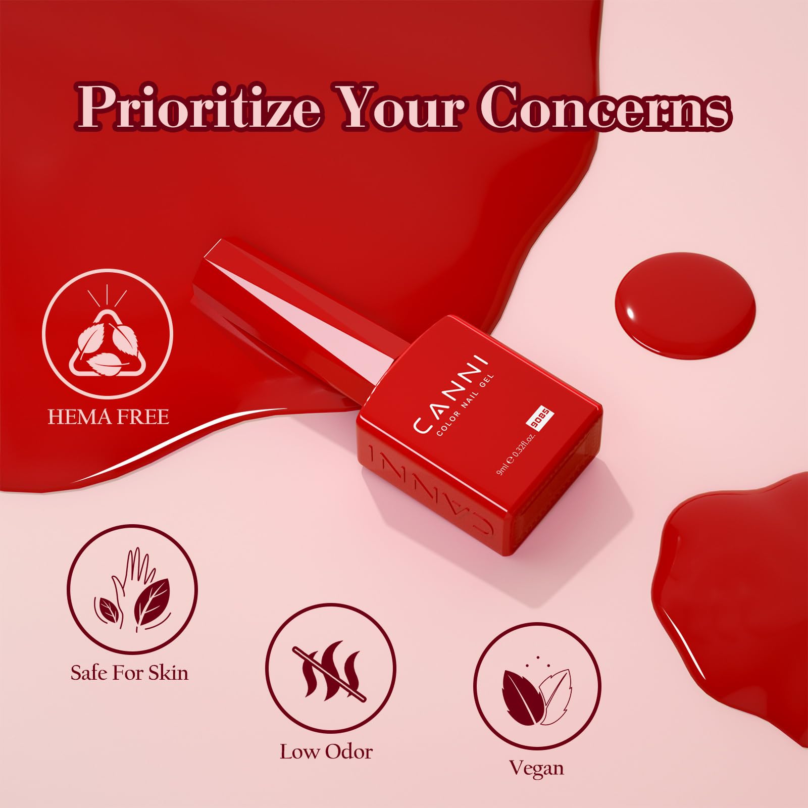CANNI Red Gel Nail Polish Set offers long-lasting color with proper curing.