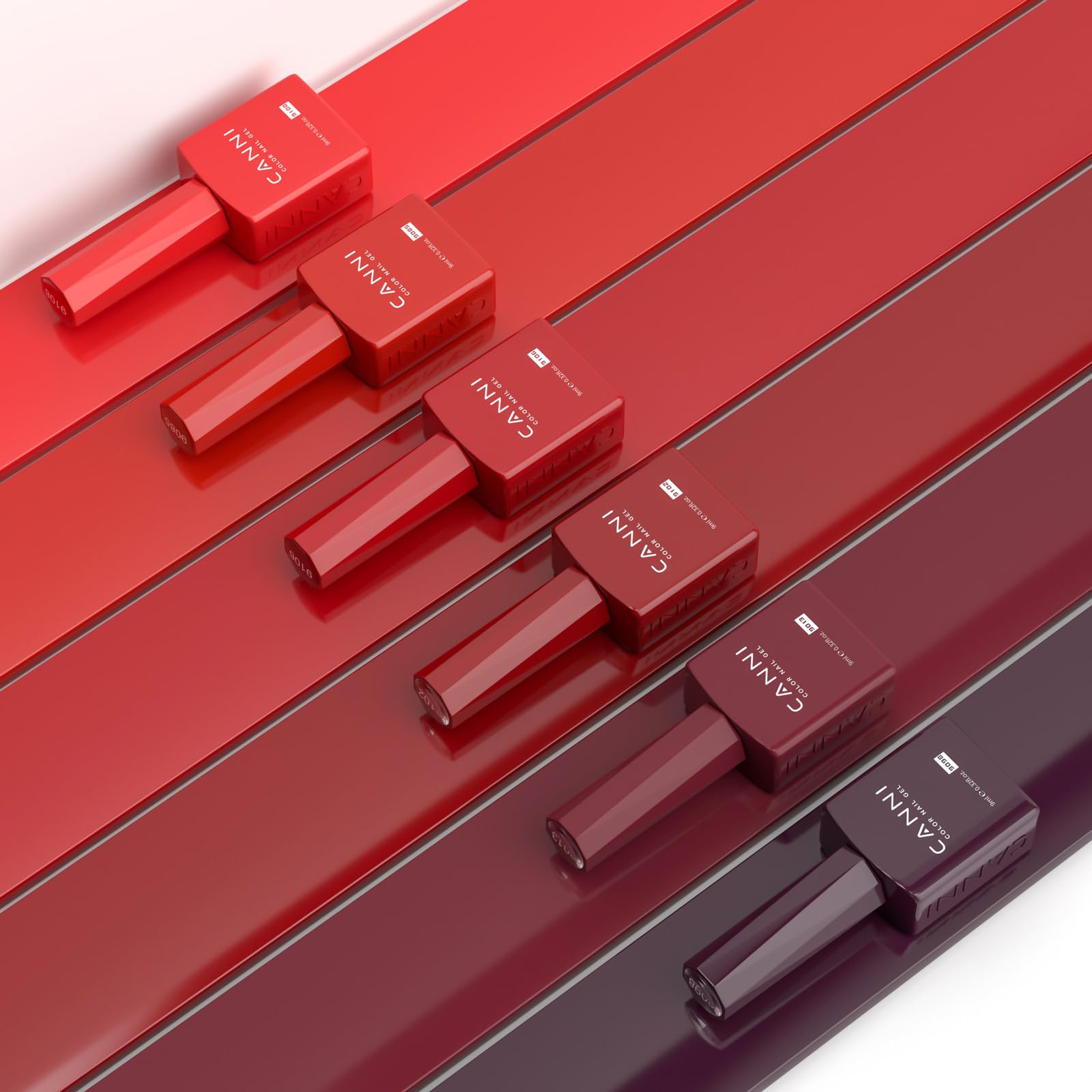 CANNI Red Gel Nail Polish Set includes UV/LED tips for reliable curing.
