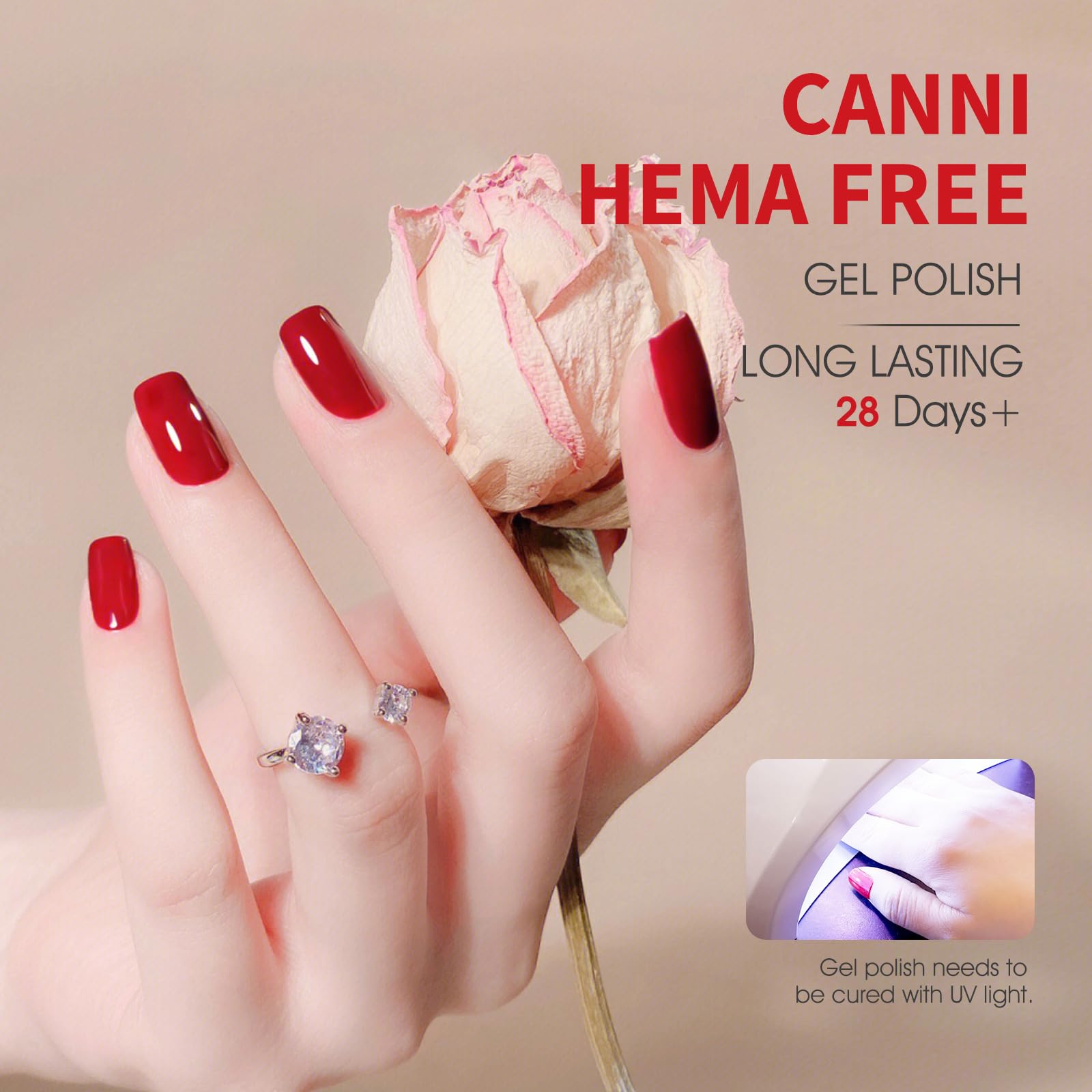 CANNI red gel polish swatches demonstrate full-coverage color options