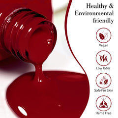 CANNI red gel polish brush applying smooth, even coverage for home manicures