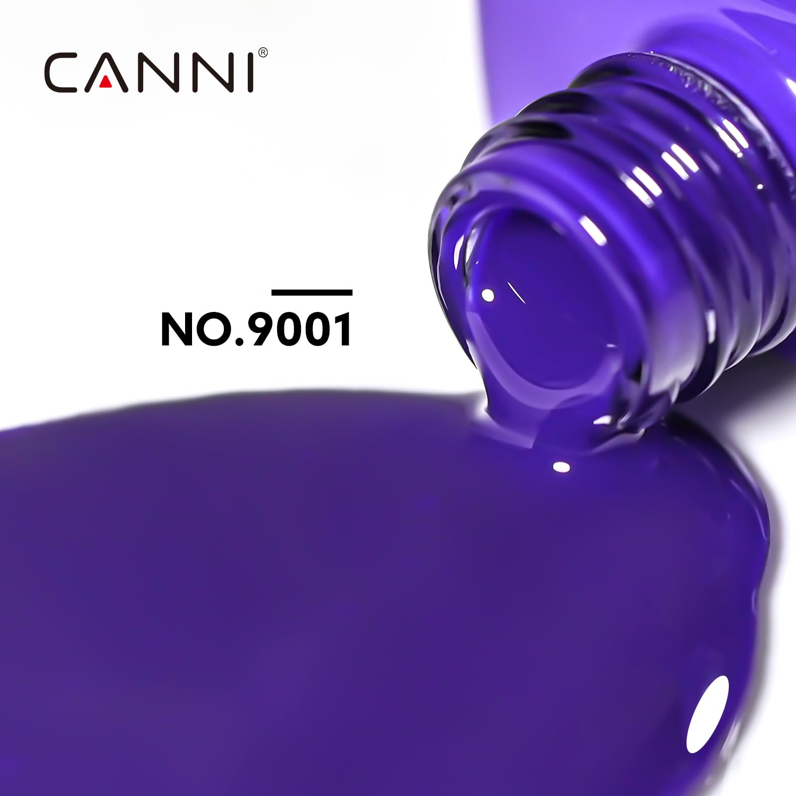 CANNI Royal Blue gel polish bottle cap close-up, highlighting secure packaging.