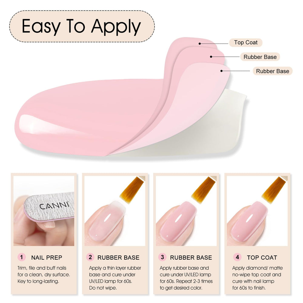 CANNI Rubber Base Gel for DIY salon manicures at home.
