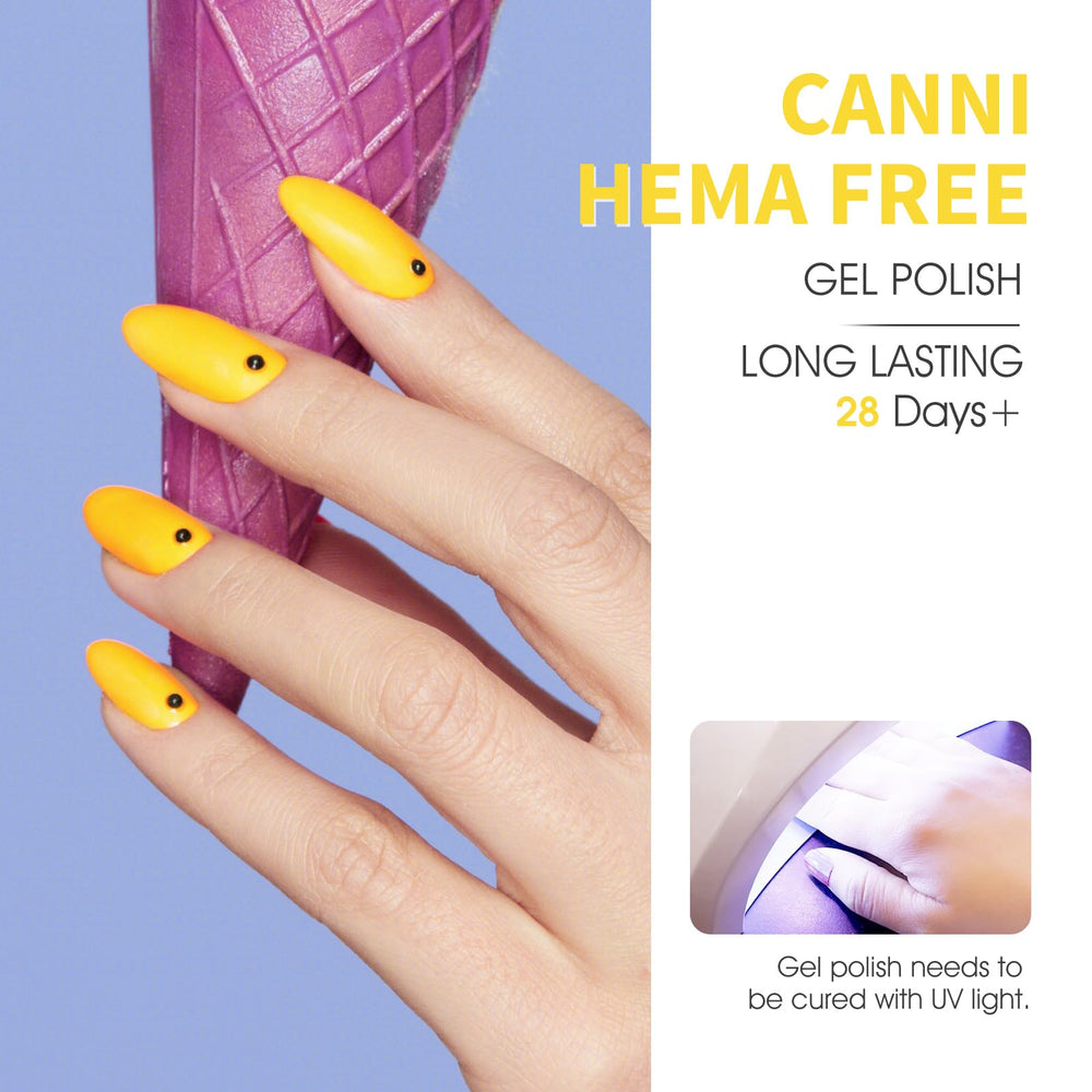 CANNI salon-quality gel polish delivers a glossy, smooth finish.