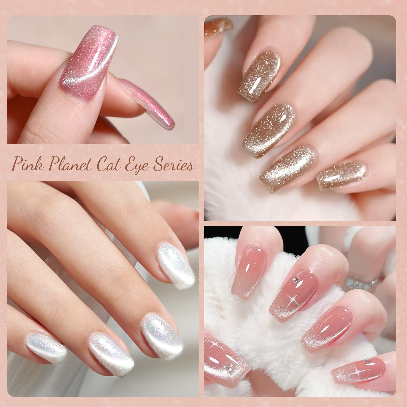 CANNI silver glitter shade enhances magnetic cat-eye effect