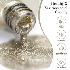 CANNI champagne-gold glitter finish for French manicure and party-ready nails