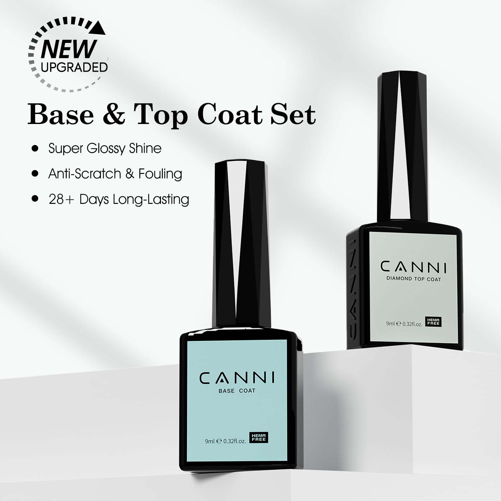 CANNI top coat bottle delivering a high-gloss finish for salon-like shine.