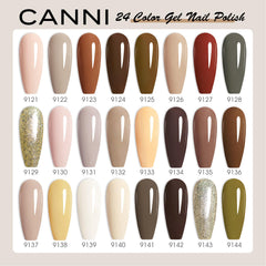 CANNI color swatches show nude, brown, red, and glitter shades.