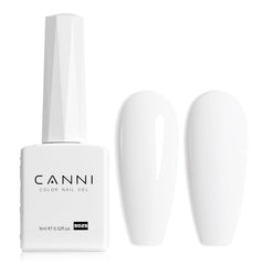 CANNI White Gel Nail Polish bottle shows pure white shade with high-gloss finish.