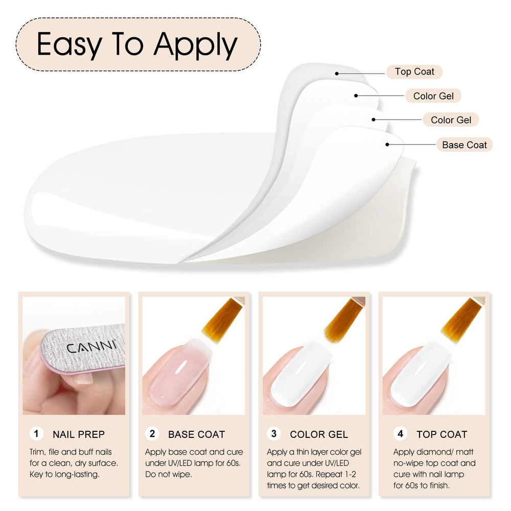 CANNI White Gel Polish under UV/LED cure session for quick setting