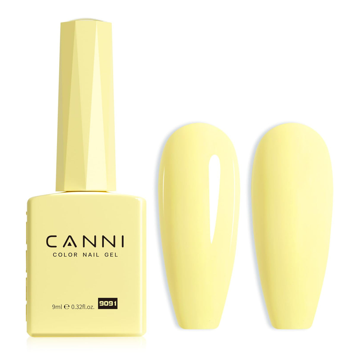 CANNI Yellow gel nail polish bottle view shows true color for precise shade selection.