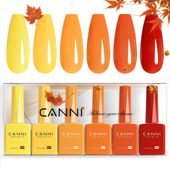 CANNI yellow-orange fall gel polish set in a 9ml bottle for autumn-ready nails.