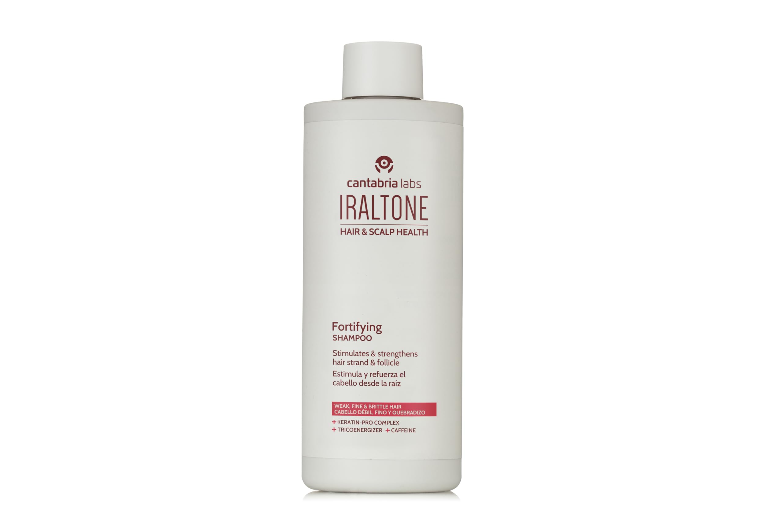 Cantabria Labs IRALTONE Fortifying Shampoo bottle front, ideal for energizing scalp care