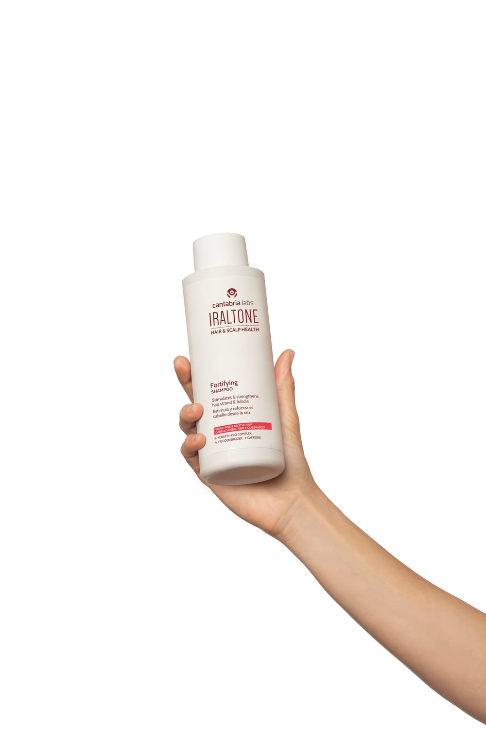 Cantabria Labs IRALTONE Fortifying Shampoo action on hair fiber for strengthened feel