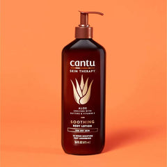 Cantu Aloe Vera Body Lotion texture closeup, smooth application and quick absorption.
