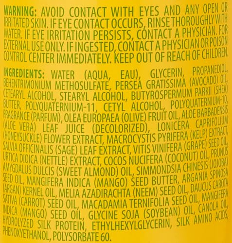 Cantu Avocado Curl Activator ingredients panel featuring avocado oil and shea butter