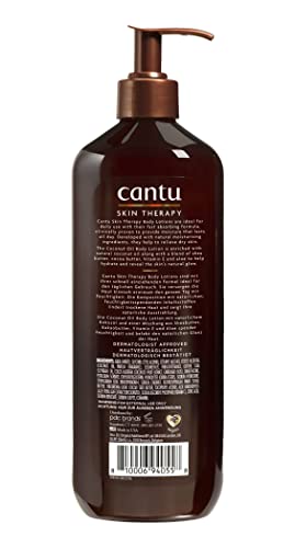 Ingredients panel of Cantu Coconut Oil Body Lotion featuring coconut oil, shea and cocoa butter