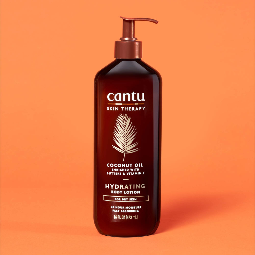 Vitamin E and aloe shown as part of Cantu Coconut Oil Body Lotion