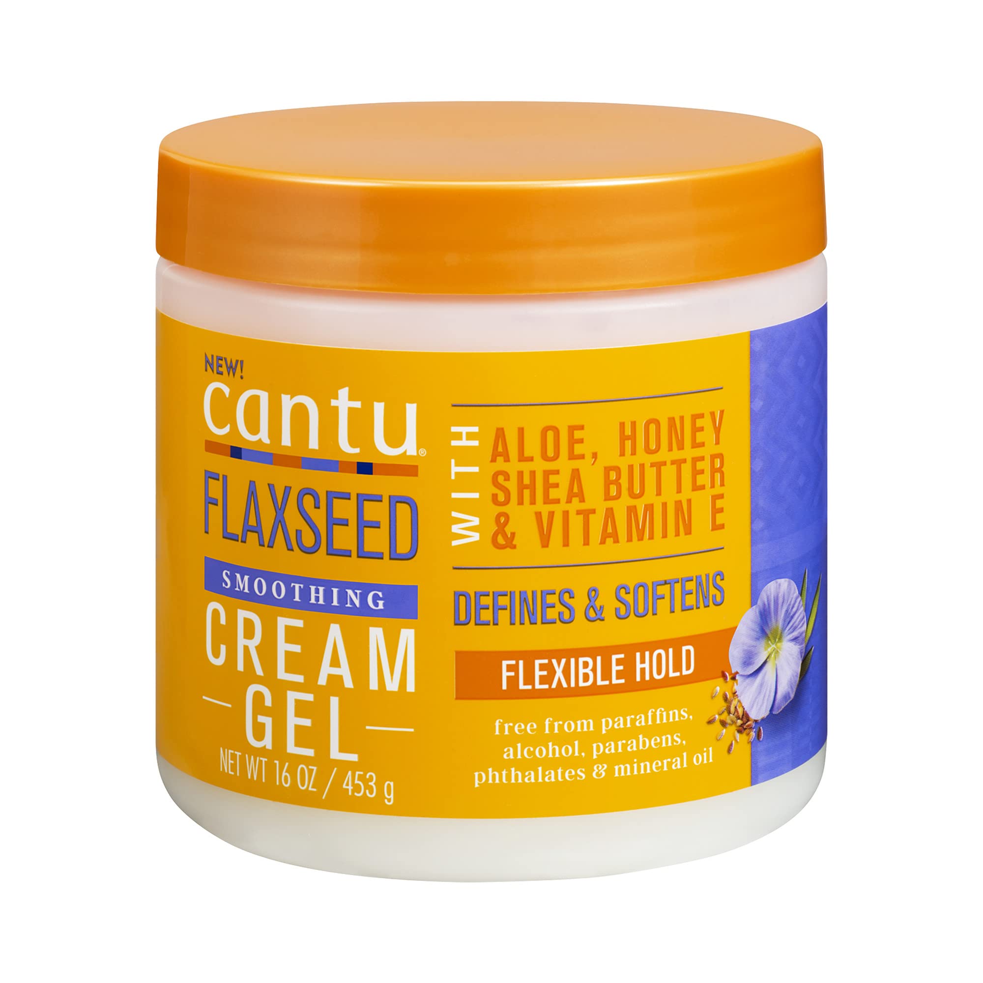Cantu Flaxseed Styling Cream Gel bottle pour for easy hold