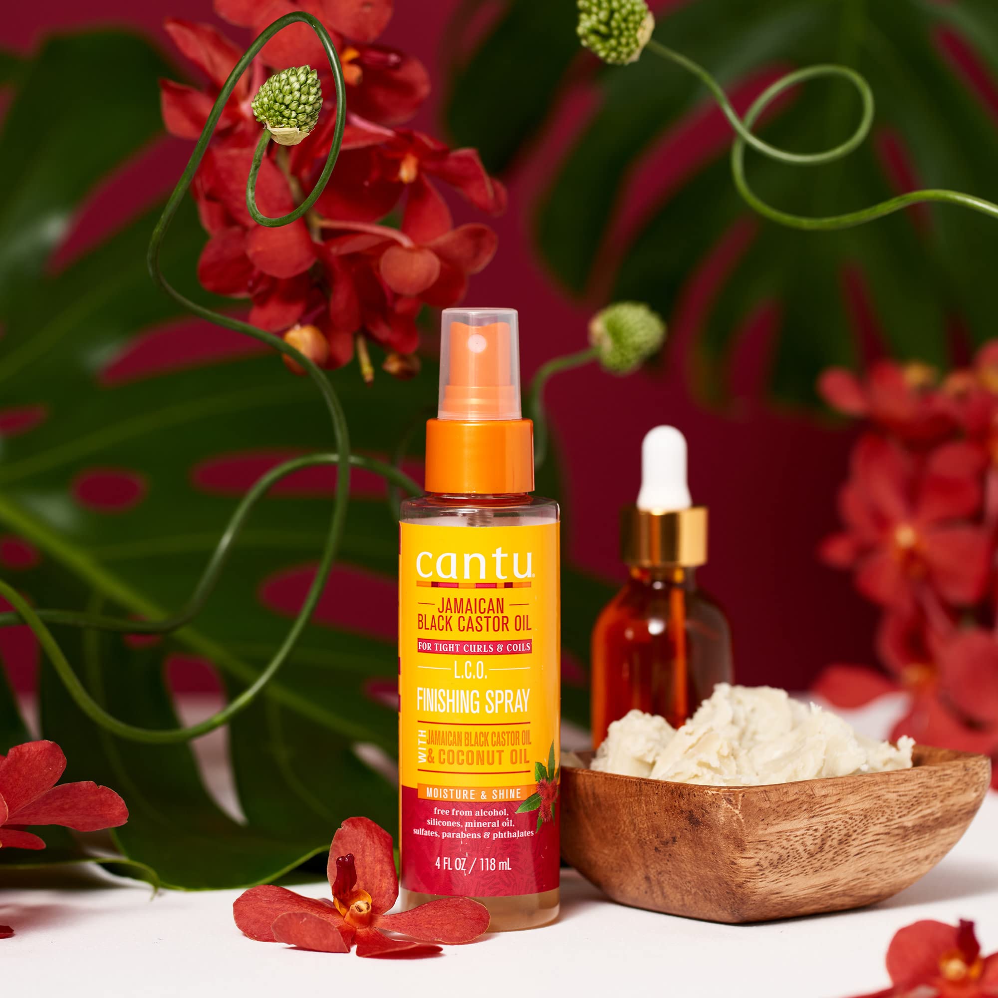 Finish with a subtle shine using Cantu finishing spray on hair